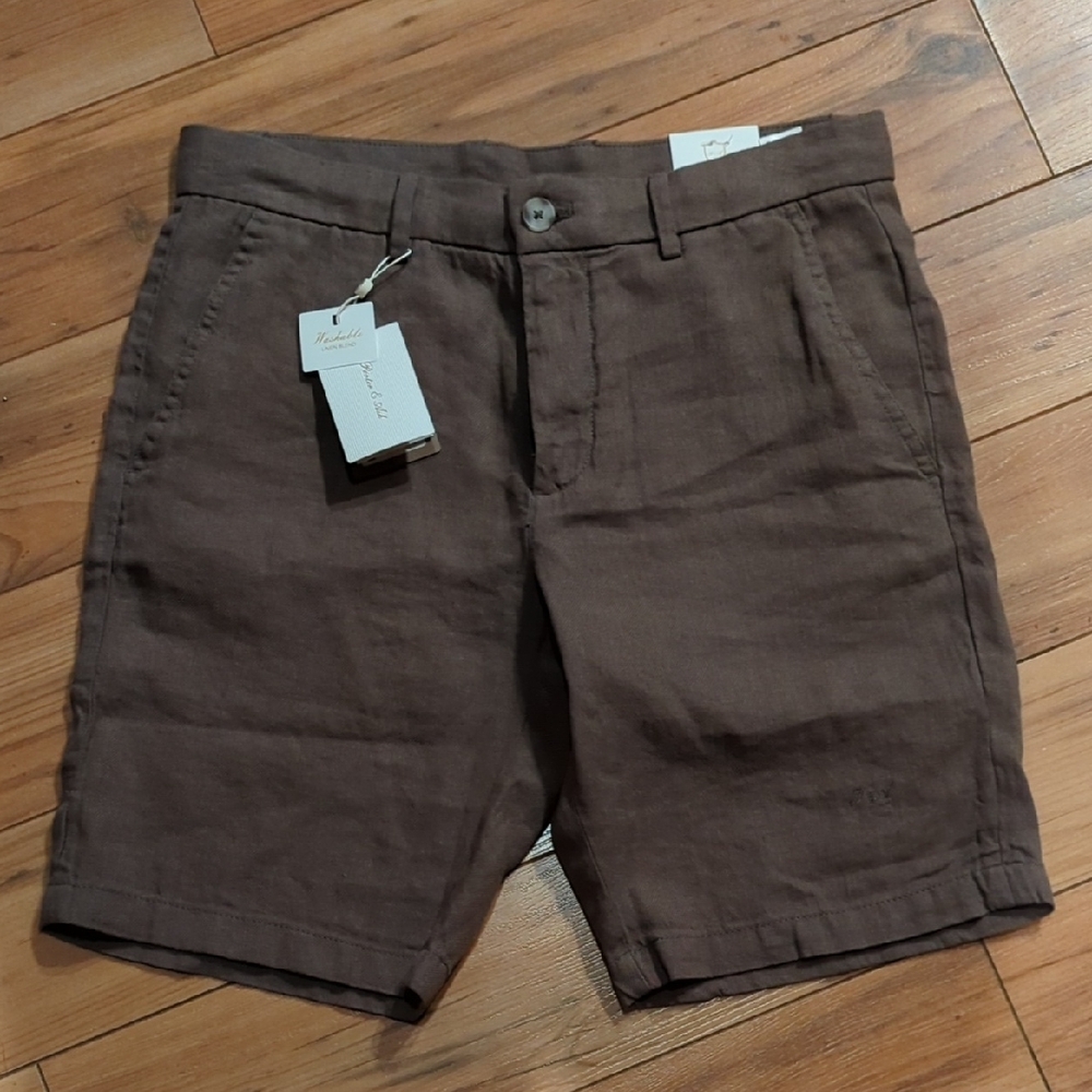 Classic Brown Flat Front Men's Shorts